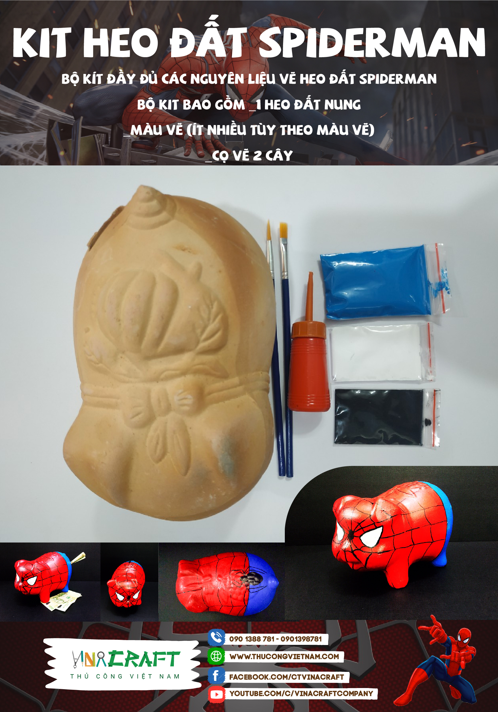 Kit heo đất Spiderman